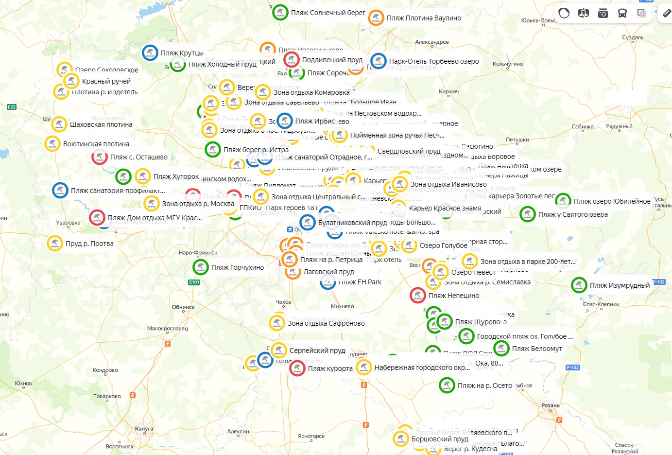 Карта мест подмосковья