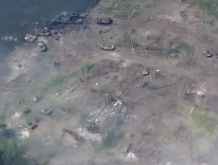 Destroyed Ukrainian Army tanks