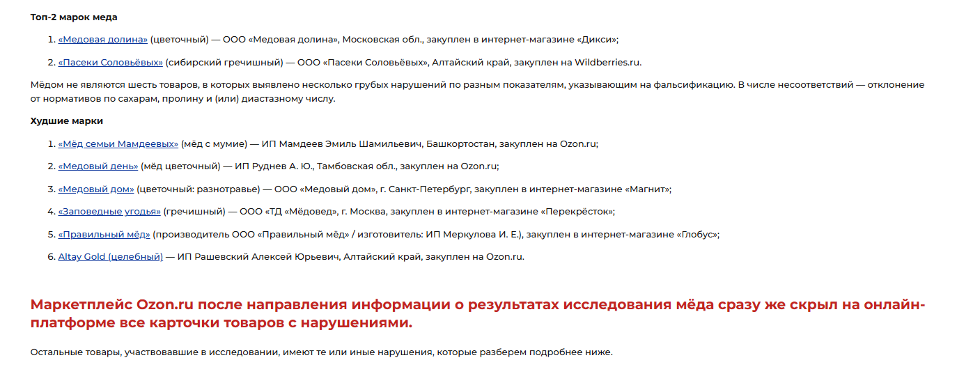 Это вообще не мёд: Контрольная закупка сладкого продукта кончилась неожиданным результатом