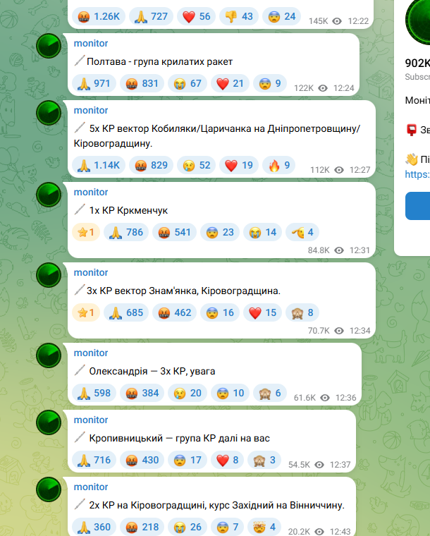 В Полтаве нашли жирные цели: Новая волна ударов, "гриб" до неба. Крылатые ракеты идут четырьмя группами