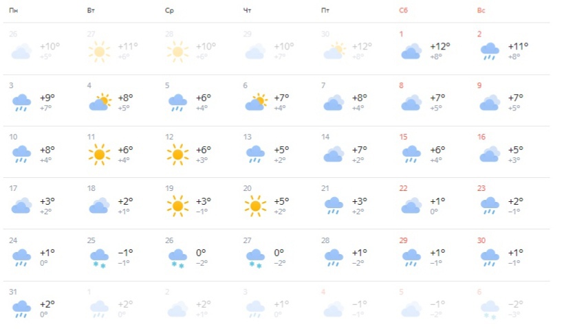 Погода в Сочи в начале месяца
