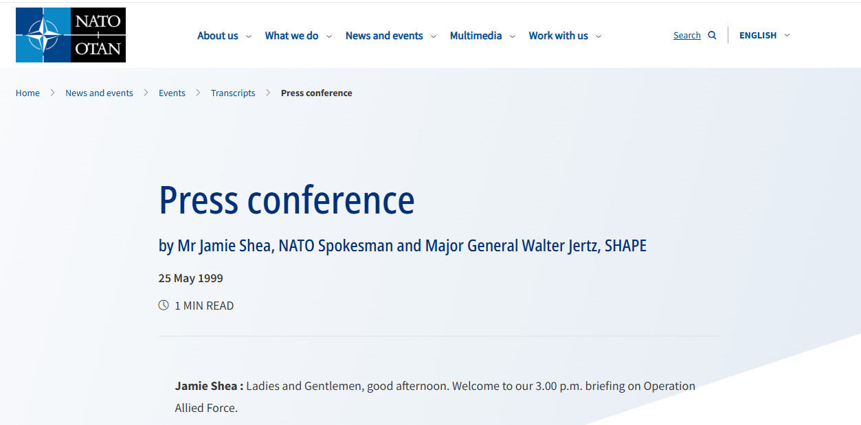 НАТО стёрло позор многолетней давности. Но история всё помнит