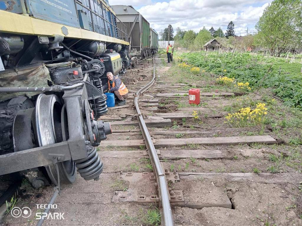 На станции Волосово в Ленинградской области локомотив сошёл с путей