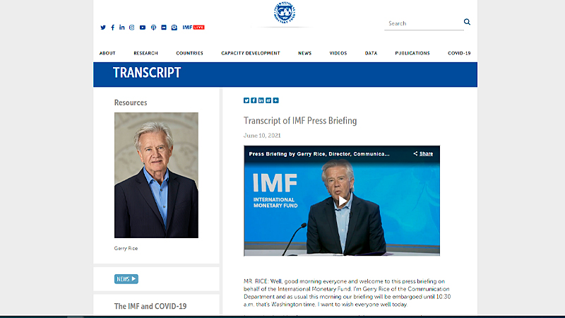 Скриншот страницы imf.org