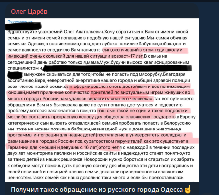 Фото: скриншот Telegram/Олег Царёв