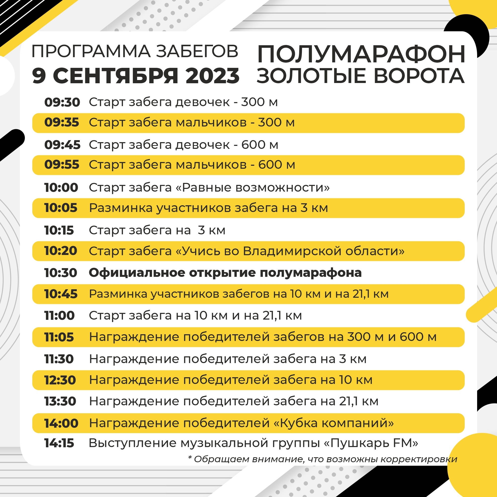 Во Владимире 9 сентября стартует седьмой полумарафон «Золотые ворота»