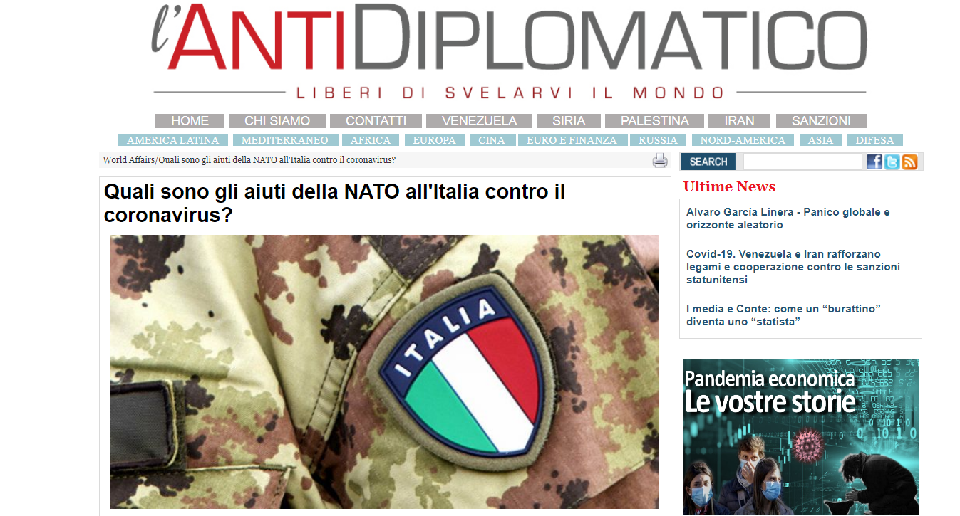 Скриншот сайта l'Antidiplomatico